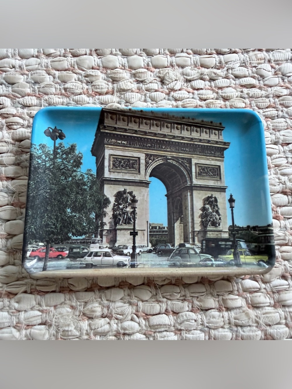 Vintage Arc de Triomphe Paris France decorative souvenir tray trinket dish